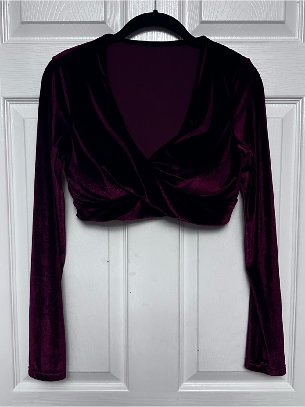 Velvet Burgundy Red Faux Wrap Top V Neck Sexy Whimsigoth Vamp Witchy Size Large